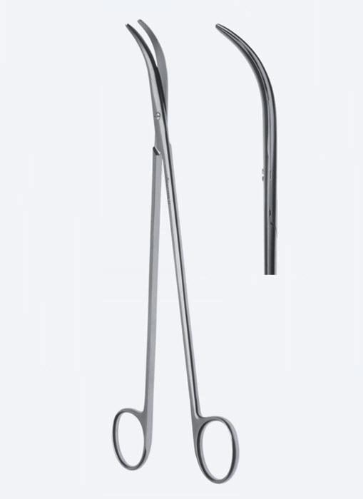 Ножиці Stussak, судинні, для грудної клітки, для легкого вирізання латок, надзвичайно тупокінцеві, довжина 230 мм. Бренд - Asanus Medizintechnik Gmb, Німеччина